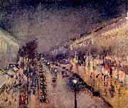 Camille Pissarro Boulevard Montmartre in der Nacht oil painting reproduction